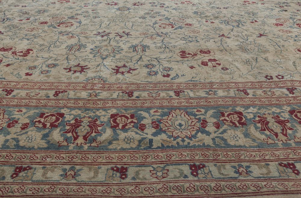 Antique Persian Tabriz Botanic Handmade Wool Rug BB2849