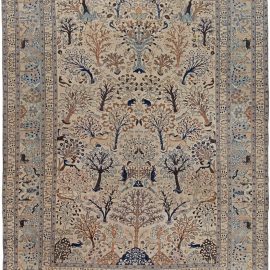 Antique Tabriz Persian Allover Soft Beige Hand-Knotted Wool Rug – Circa 1900 BB3248