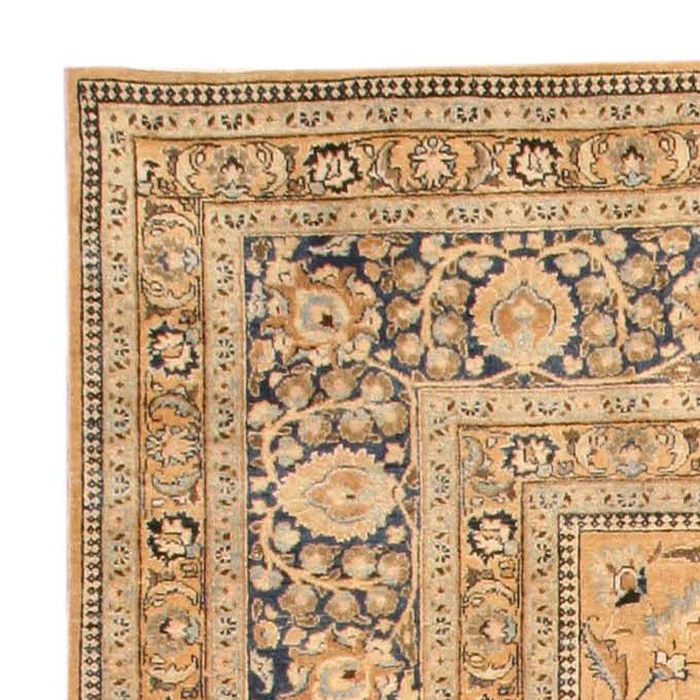 Antique Persian Tabriz Orange Handmade Wool Rug BB4139