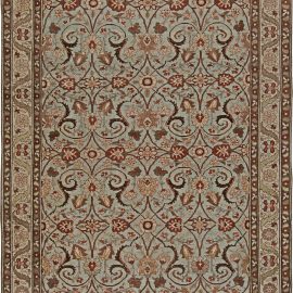 Tabriz Persian Antique Floral Allover Light Beige Hand-Knotted Wool Rug – Circa 1920 BB5739
