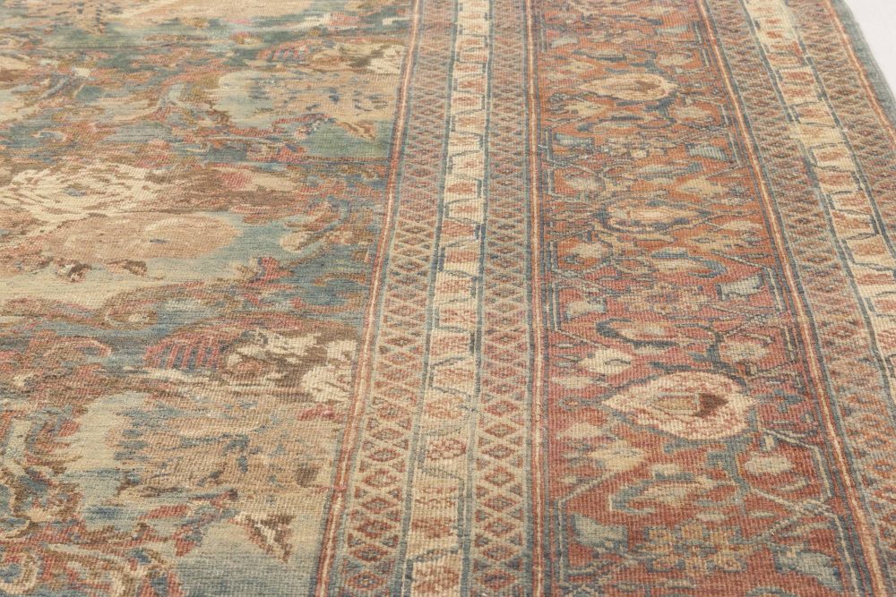 One-of-a-kind Antique Persian Tabriz Botanic Handmade Wool Carpet BB3950