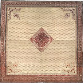Oversized Antique Turkish Hereke Botanic Handmade Wool Carpet BB1632