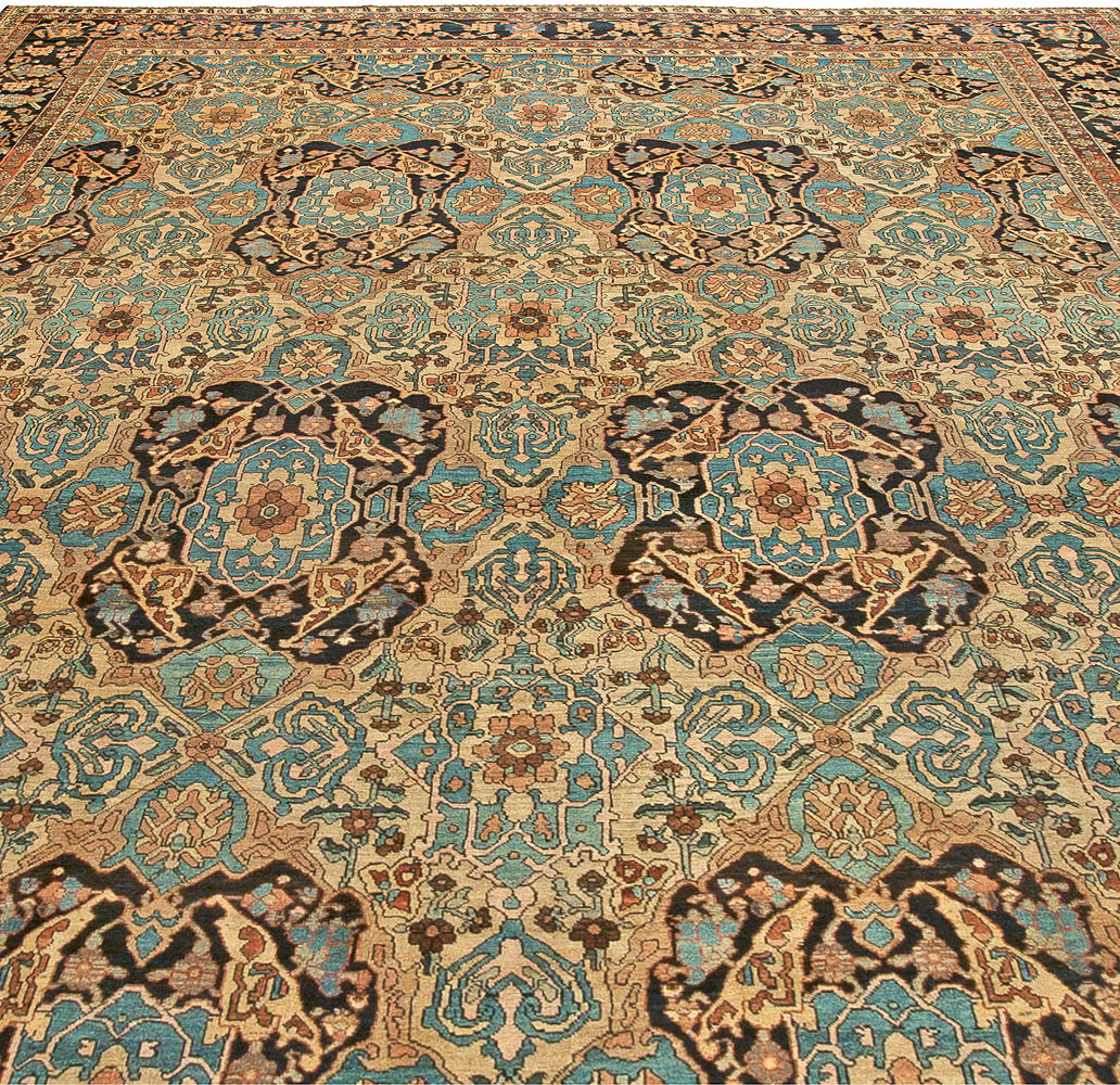 Large Antique Persian Bakhtiari Botanic Handmade Wool Carpet BB6047