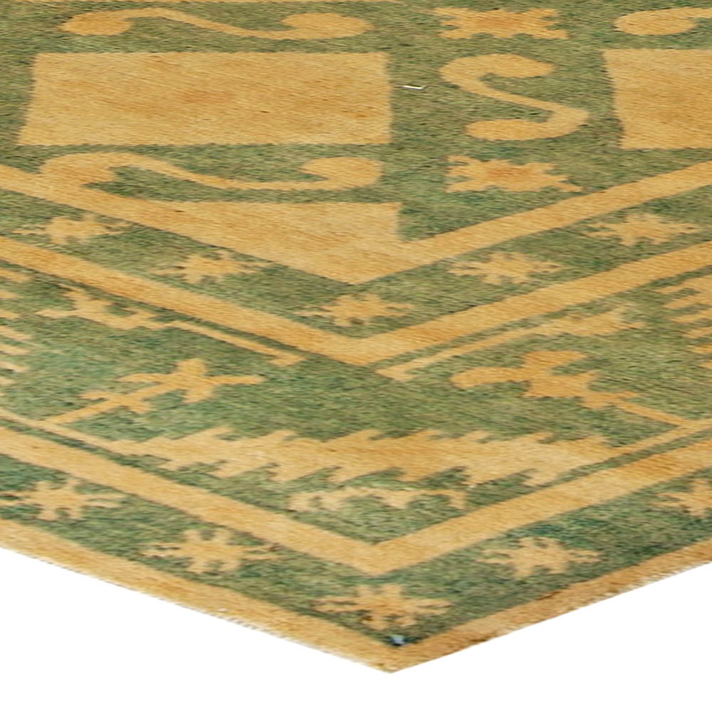 High-quality Vintage Chinese Green Art Deco Rug BB6056