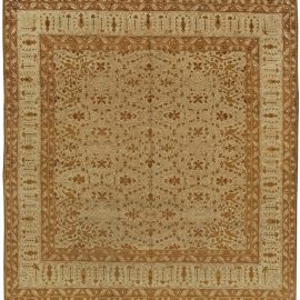 Fine Antique Indian Agra Brown and Beige Handmade Wool Rug BB5940