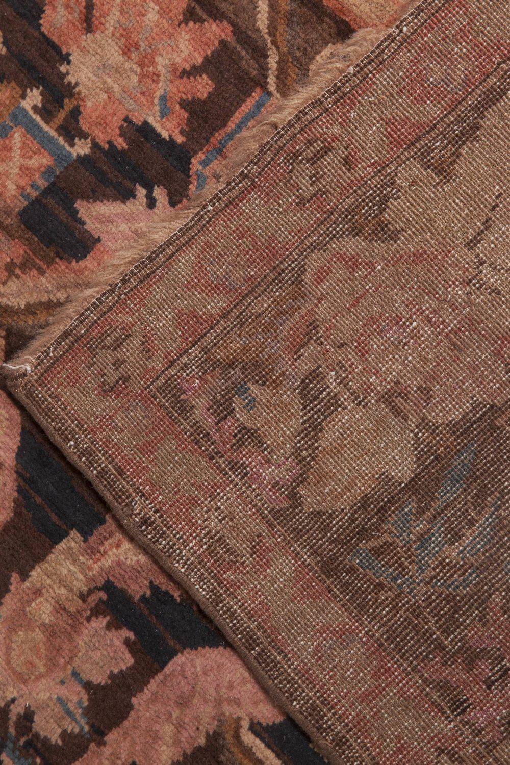 1900s Karabagh Botanic Brown and Pink Handmade Wool Carpet BB6531