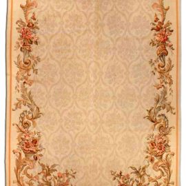 Antique French Aubusson Botanic handmade wool Rug BB2930