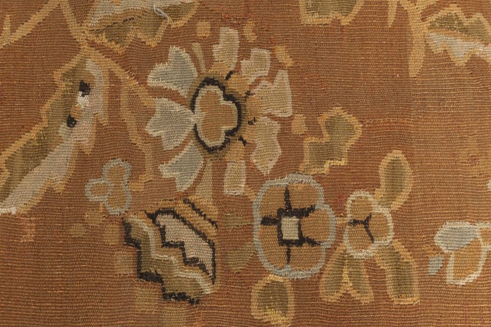 Antique French Aubusson Botanic Handmade Wool Rug BB0639