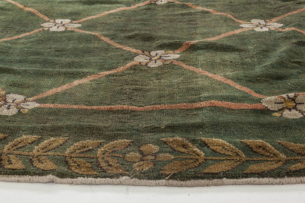 Authentic 19th Century Savonnerie Green Wool Carpet BB3780