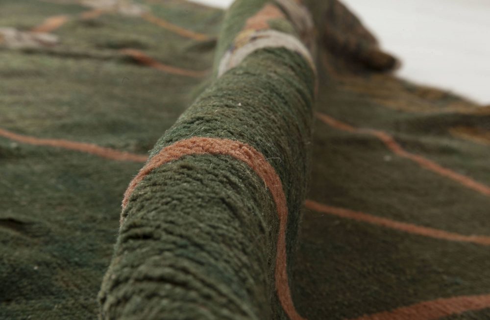 Authentic 19th Century Savonnerie Green Wool Carpet BB3780