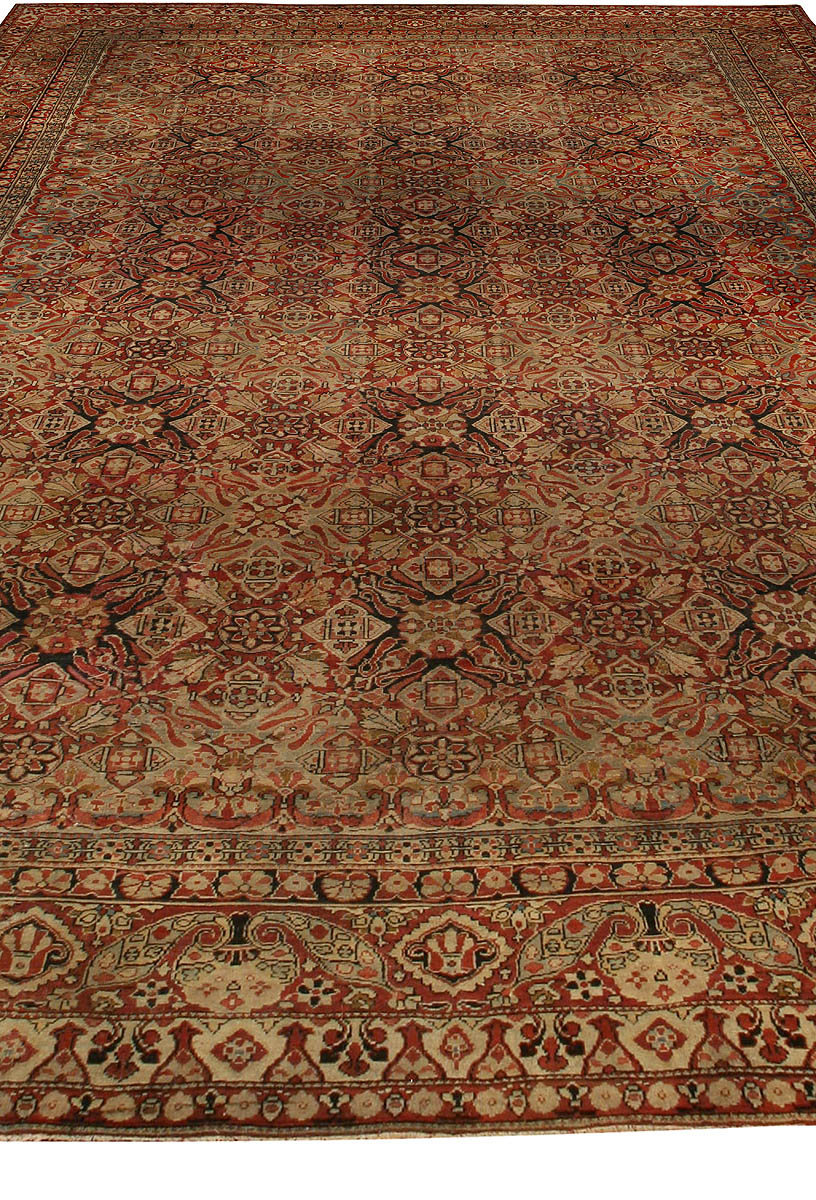 19th Century Authentic Indian Amritsar Botanic Handmade Wool Carpet BB1892