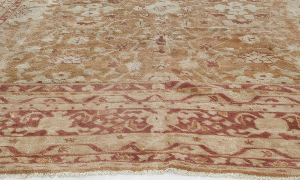 Early 20th Century Indian Amritsar Orange, Brown Handmade Wool Rug BB3888