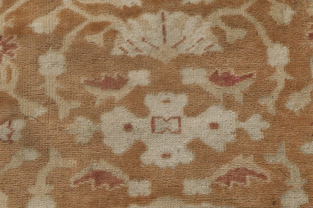 Early 20th Century Indian Amritsar Orange, Brown Handmade Wool Rug BB3888