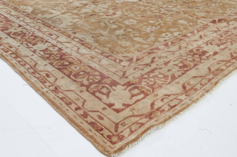 Early 20th Century Indian Amritsar Orange, Brown Handmade Wool Rug BB3888