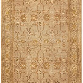 Antique Amritsar Indian Allover Geometric Warm Tan Hand-Knotted Wool Rug – Circa 1900 BB4881