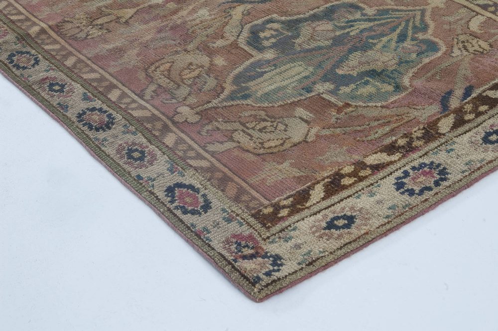 Authentic 17th Century Narrow Cairene Dusty Rose Handmade Wool Runner BB3402