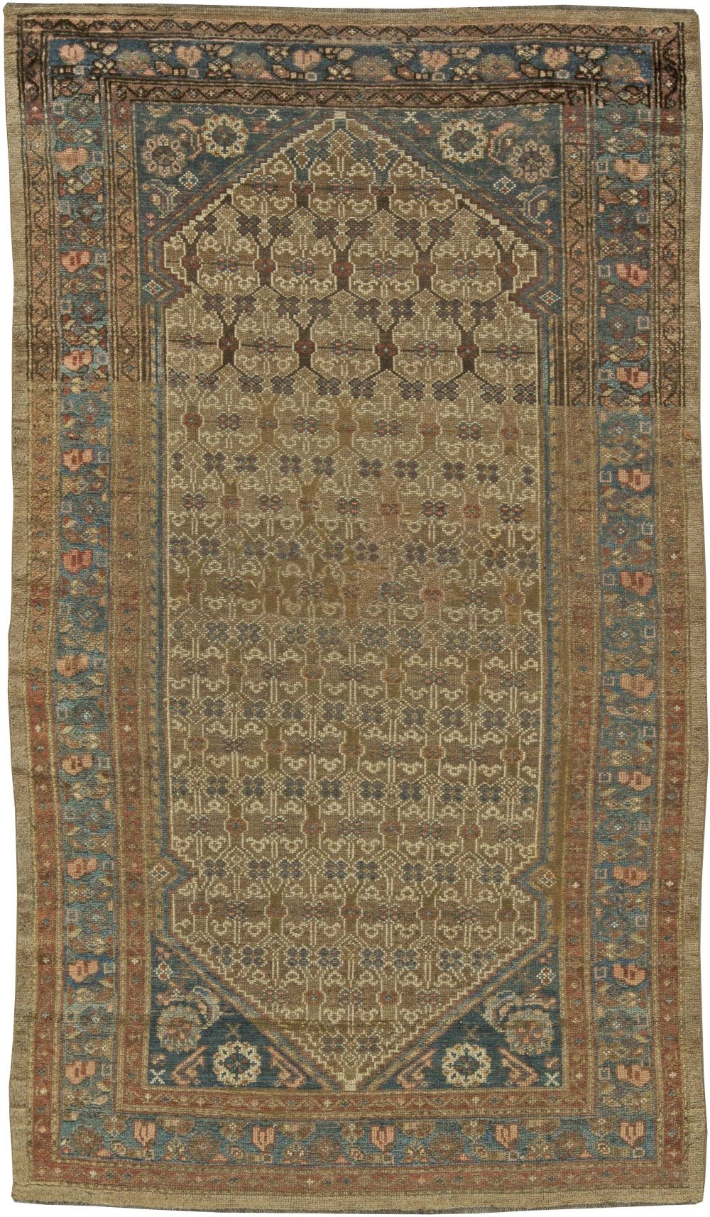 Vintage Persian Hamadan Blue, Red and Beige Handwoven Wool Rug BB5912