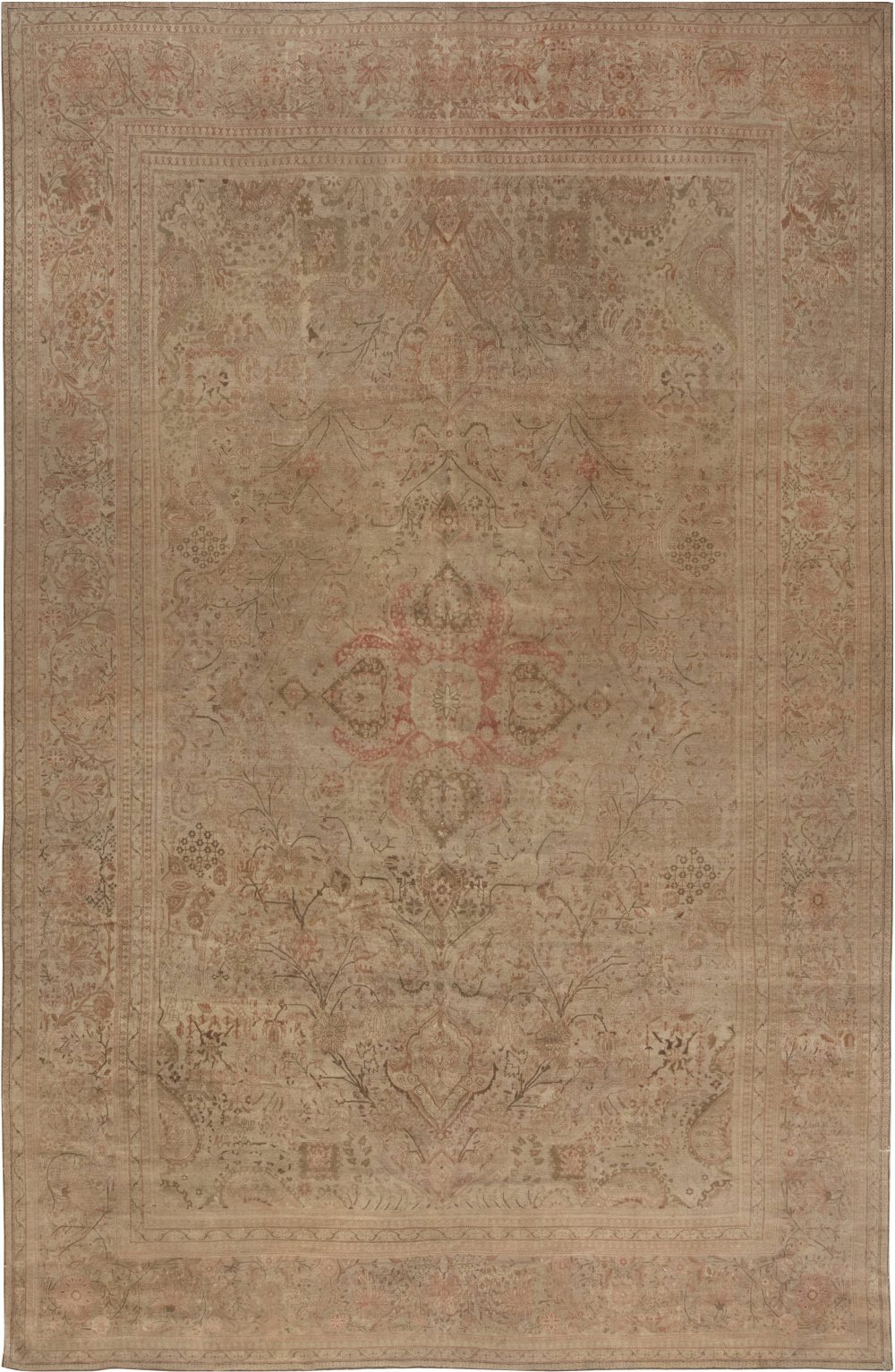 Fine Antique Persian Kashan Handmade Wool Rug BB4452
