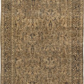 Antique Khorassan Persian Allover Floral Warm Tan Hand-Knotted Wool Rug BB1719
