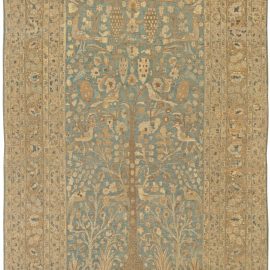 Antique Khorassan Persian Allover Warm Tan Hand-Knotted Wool Rug – Circa 1920 BB5944