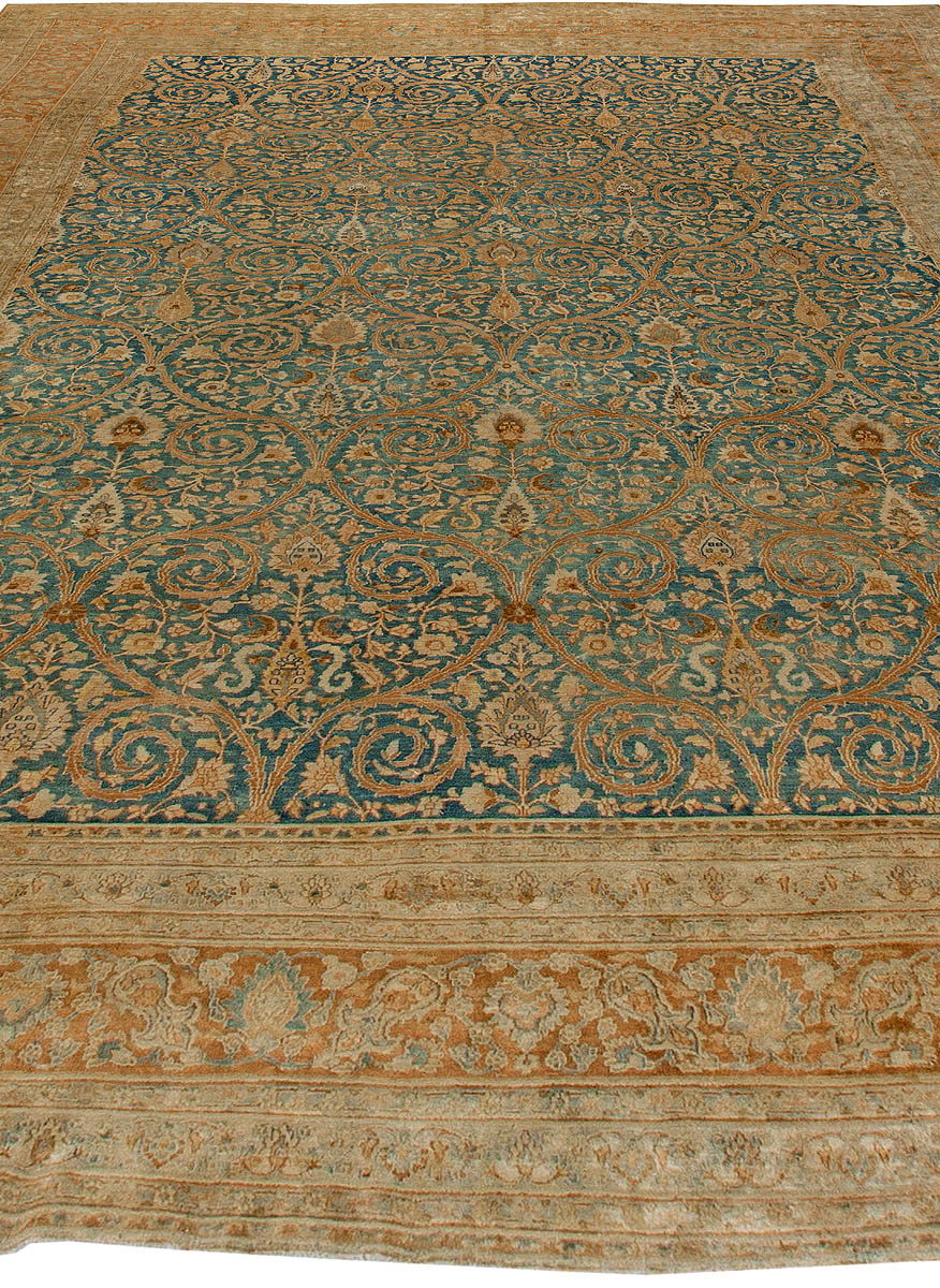 Fine Antique Persian Khorassan Botanic Brown, Green Handmade Wool Rug BB5704