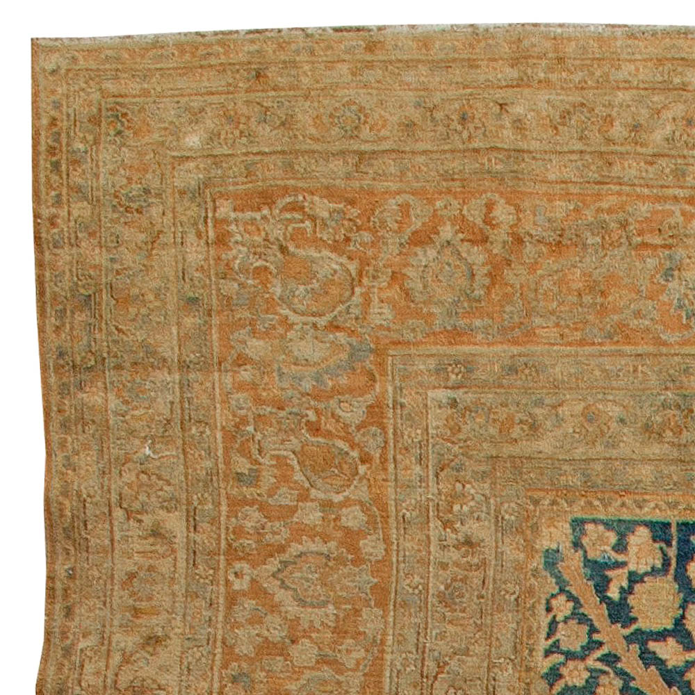 Fine Antique Persian Khorassan Botanic Brown, Green Handmade Wool Rug BB5704