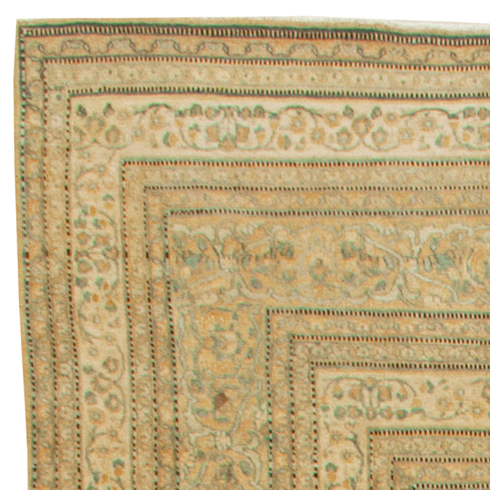 High-quality Vintage Persian Khorassan Green Handmade Wool Rug BB6085