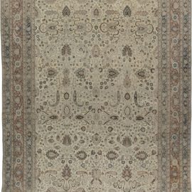 Antique Khorassan Persian Allover Floral Soft Beige Hand-Knotted Wool Rug – Circa 1920 BB6478