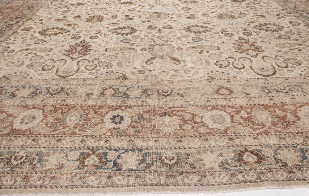 Antique Persian Khorassan Gray, Beige, Indigo, Rust and Warm Brown Wool Rug BB6478