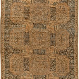 Kirman Persian Antique Allover Geometric Warm Tan Hand-Knotted Wool Rug – Circa 1920 BB5735