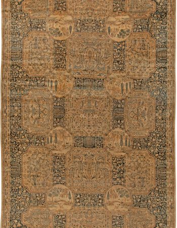 Antique Tabriz Persian Floral Allover Light Beige Hand-Knotted Wool Rug – Circa 1900 BB3325