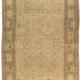 Kirman Persian Antique Allover Floral Warm Tan Hand-Knotted Wool Rug – Circa 1880 BB4128