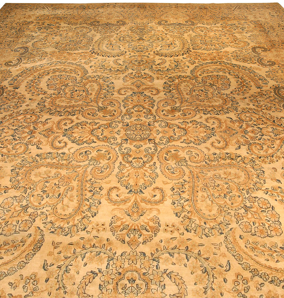 Antique Persian Kirman Camel Handmade Wool Rug BB4361