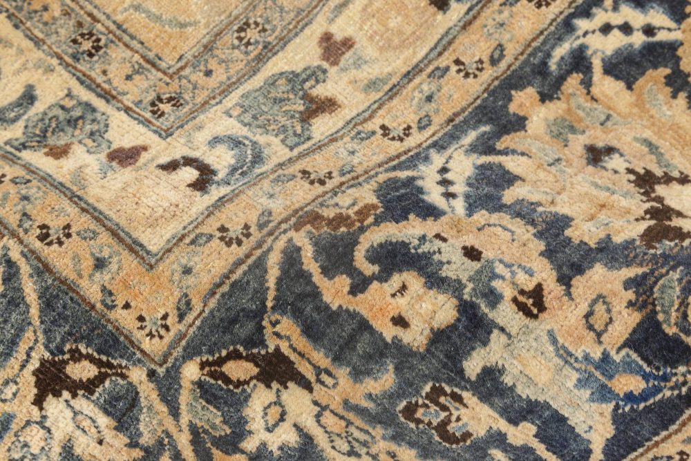 Antique Persian Meshad Blue, Beige, Brown Handmade Wool Rug BB4000