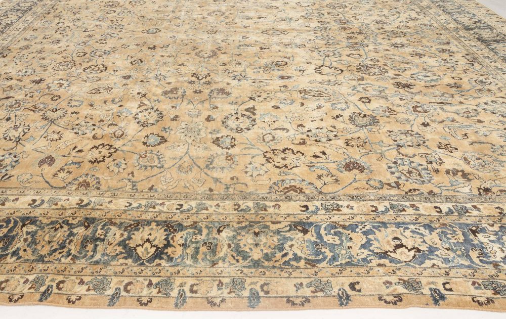 Antique Persian Meshad Blue, Beige, Brown Handmade Wool Rug BB4000