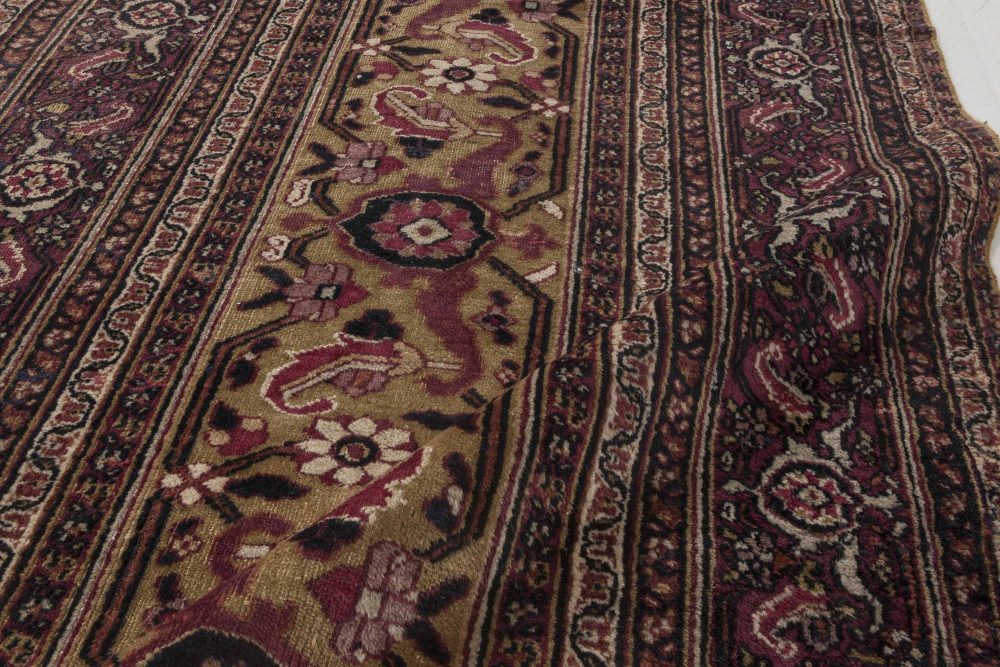 Oversized Vintage Persian Meshad Pink, Brown Handmade Wool Rug BB4652