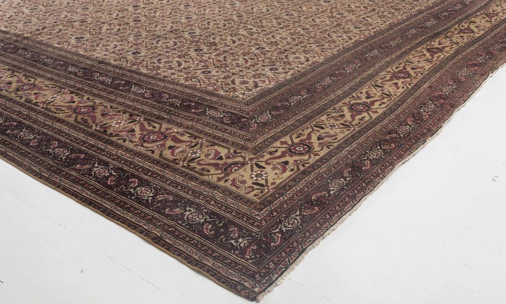 Oversized Vintage Persian Meshad Pink, Brown Handmade Wool Rug BB4652