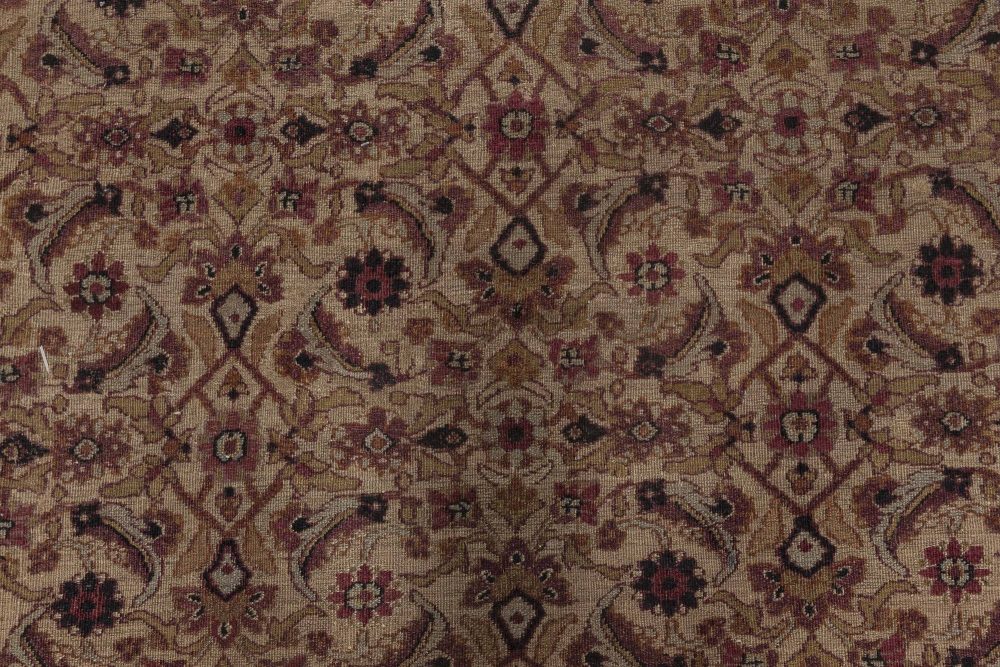 Oversized Vintage Persian Meshad Pink, Brown Handmade Wool Rug BB4652