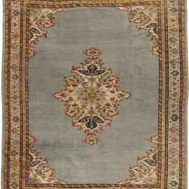Antique Sultanabad Persian Floral Allover Gray Hand-Knotted Wool Rug – Circa 1920 BB6484