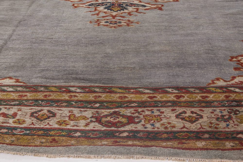 Antique Persian Sultanabad Gray, Beige, Carmine and Copper Handwoven Wool Rug BB6484