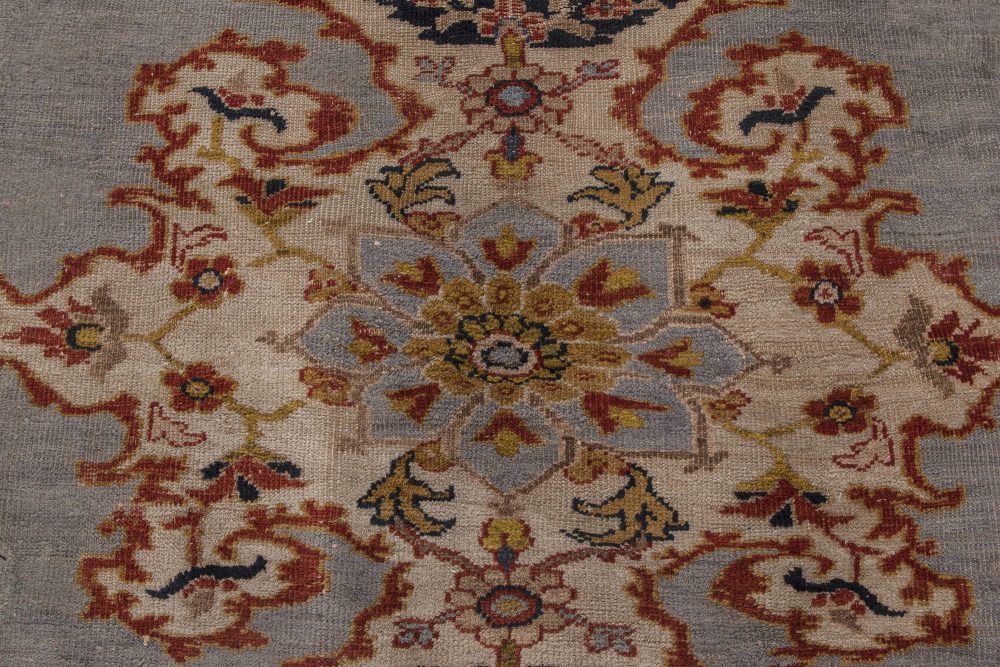 Antique Persian Sultanabad Gray, Beige, Carmine and Copper Handwoven Wool Rug BB6484