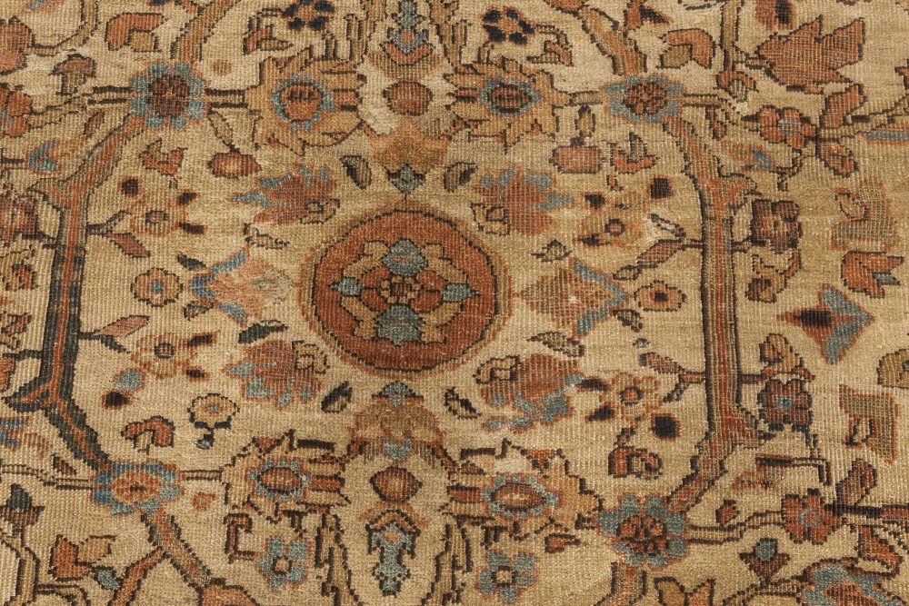 Oversized Fine Antique Persian Sultanabad Botanic Handmade Wool Rug BB0472