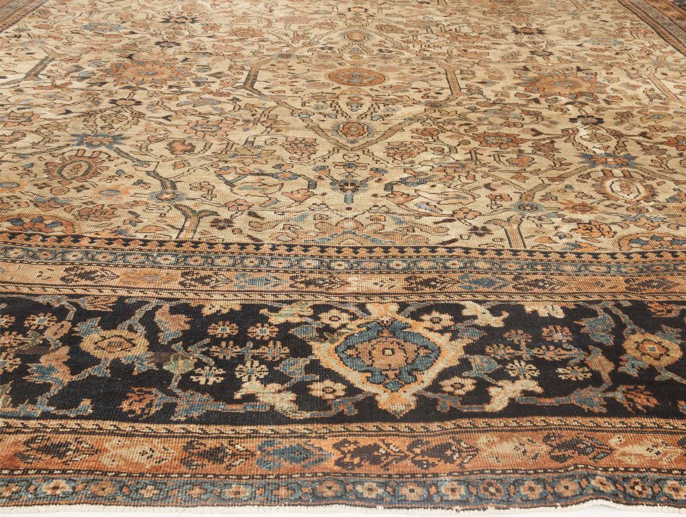 Oversized Fine Antique Persian Sultanabad Botanic Handmade Wool Rug BB0472