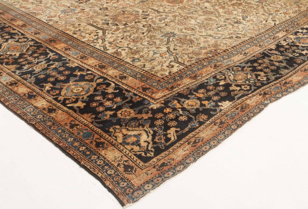 Oversized Fine Antique Persian Sultanabad Botanic Handmade Wool Rug BB0472