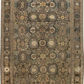 Antique Sultanabad Persian Allover Floral Pale Sand Hand-Knotted Wool Carpet – Circa 1880 BB4642
