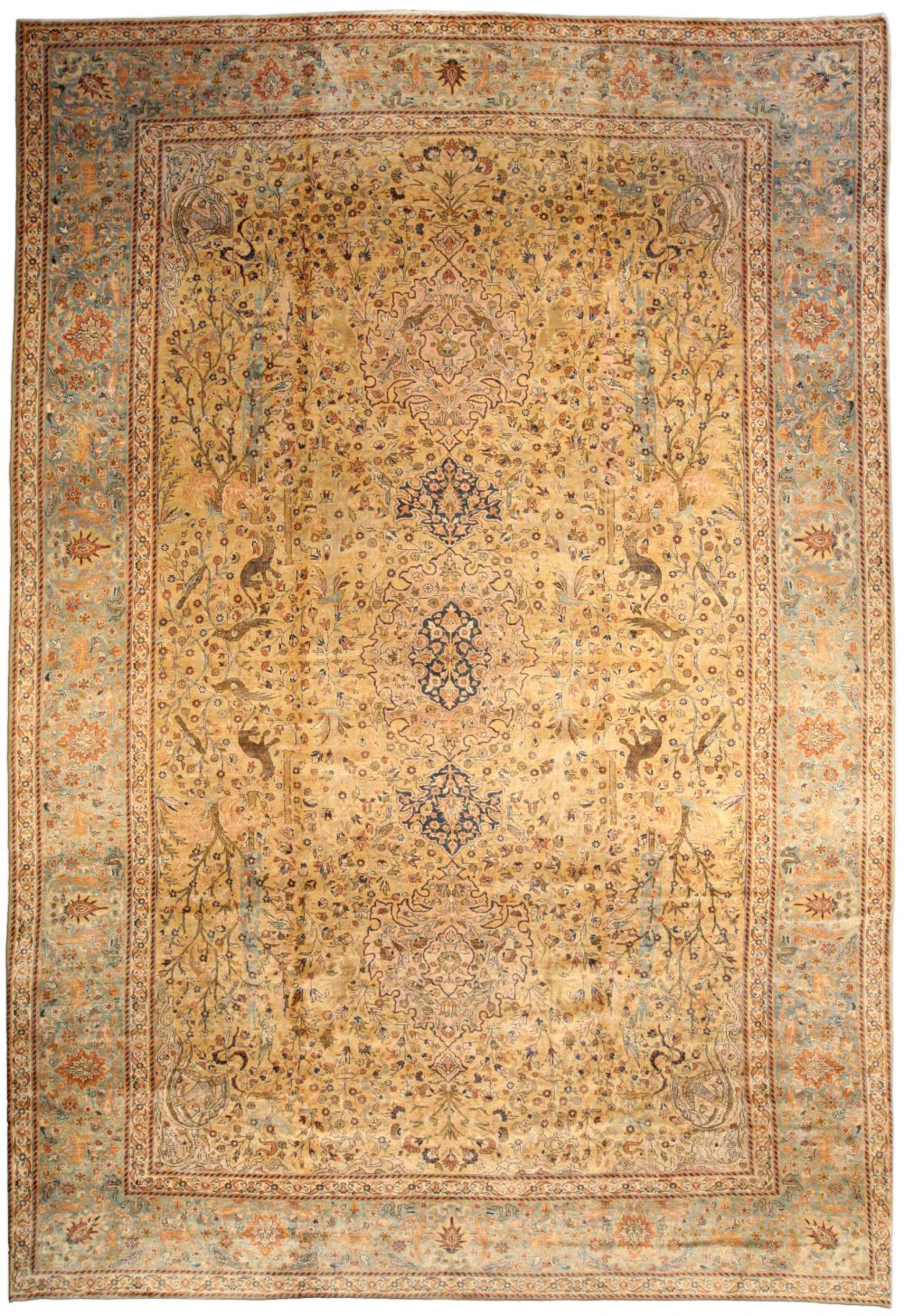 Authentic Late 19th Century Persian Tabriz Handmade Wool Rug BB2575