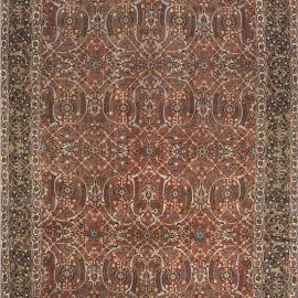 Tabriz Persian Antique Medallion Warm Tan Hand-Knotted Wool Rug – Circa 1880 BB4502
