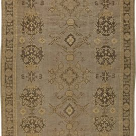 Antique Oushak Turkish Allover Geometric Classic Taupe Hand-Knotted Wool Rug – Circa 1920 BB5861