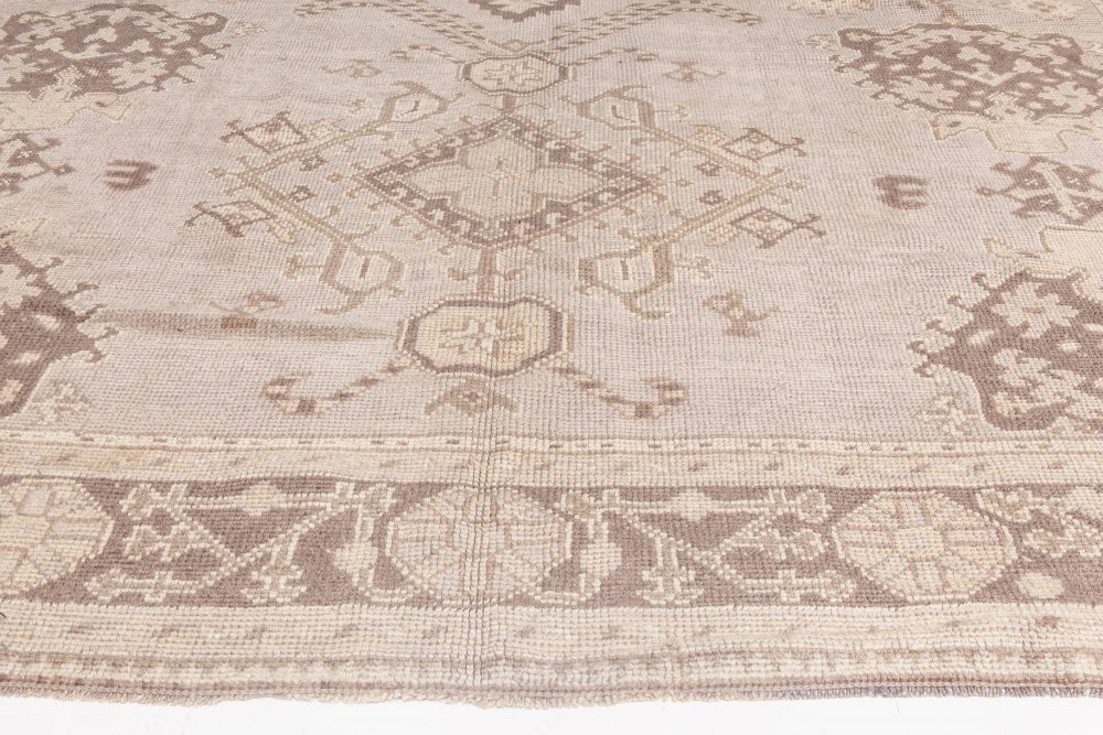 Early 20th Century Turkish Oushak Brown and Beige Handmade Wool Rug BB5861
