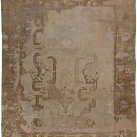 Early 20th Century Oushak Light Beige, Taupe, Sandy and Brown Handwoven Wool Rug BB6358